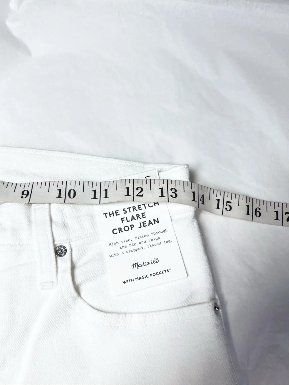Madewell The Flare Crop Jean in Super Stretch Denim Tile White Mid Rise 27 NWT